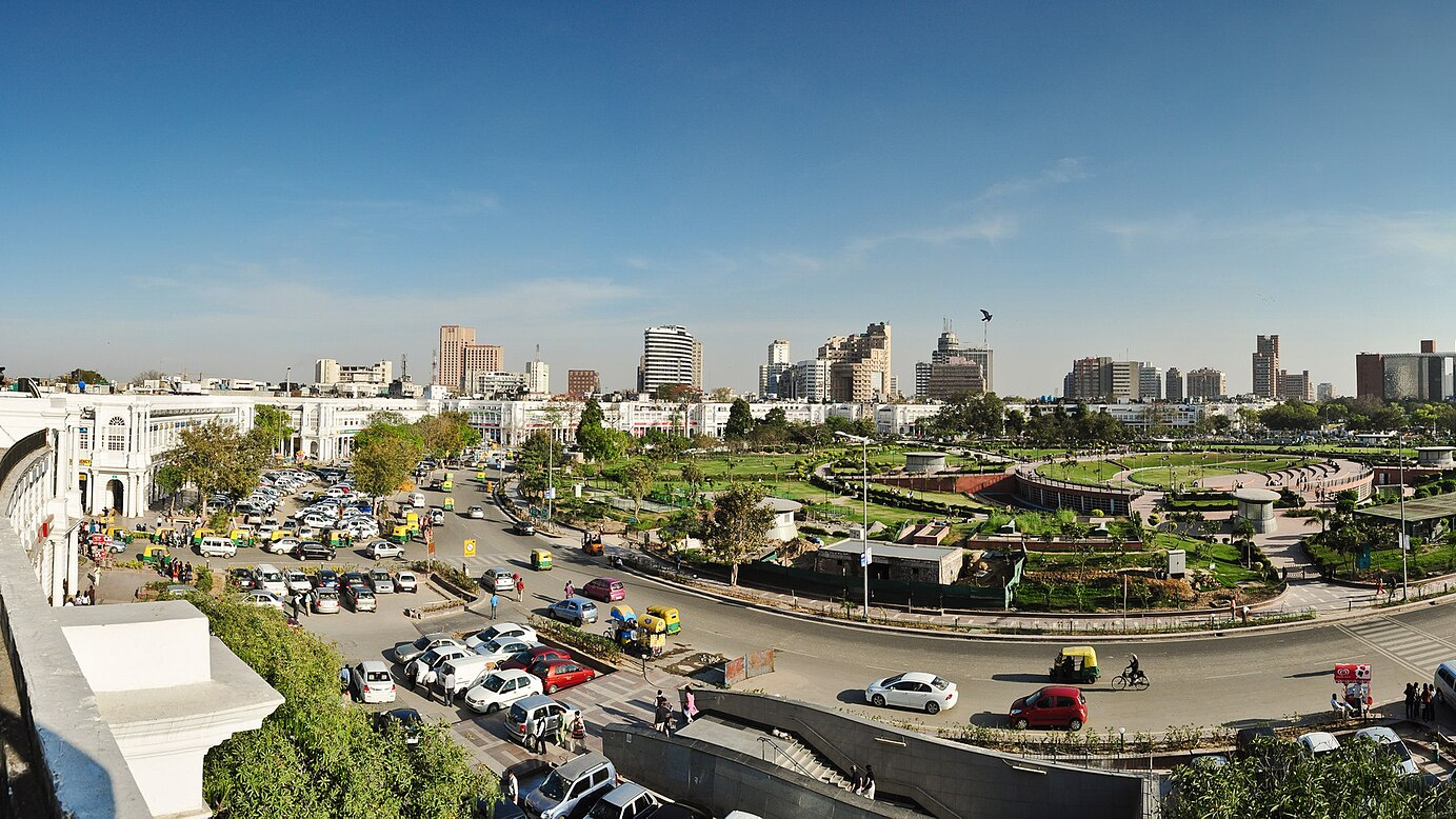 Skyline at Rajiv Chowk India-Wikimedia commons