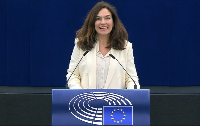Lina Gálvez interviene el el Parlamento Europeo. 7 de febrero de 2024