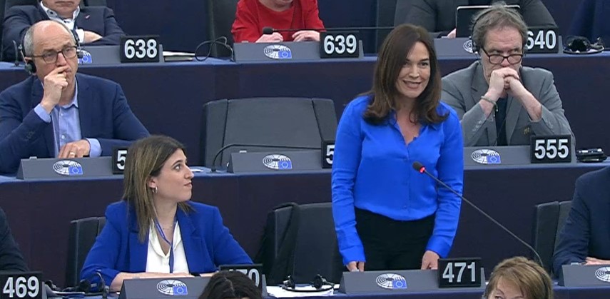 Lina Gálvez en el Parlamento Europeo. Estrasburgo, 24 de abril de 2024
